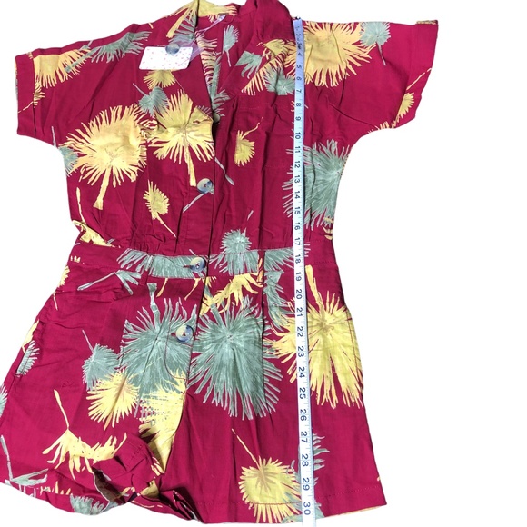 FREE PEOPLE Maroon Combo Malibu Tropical Print Romper Jumpsuit Sz XS - Picture 16 of 16